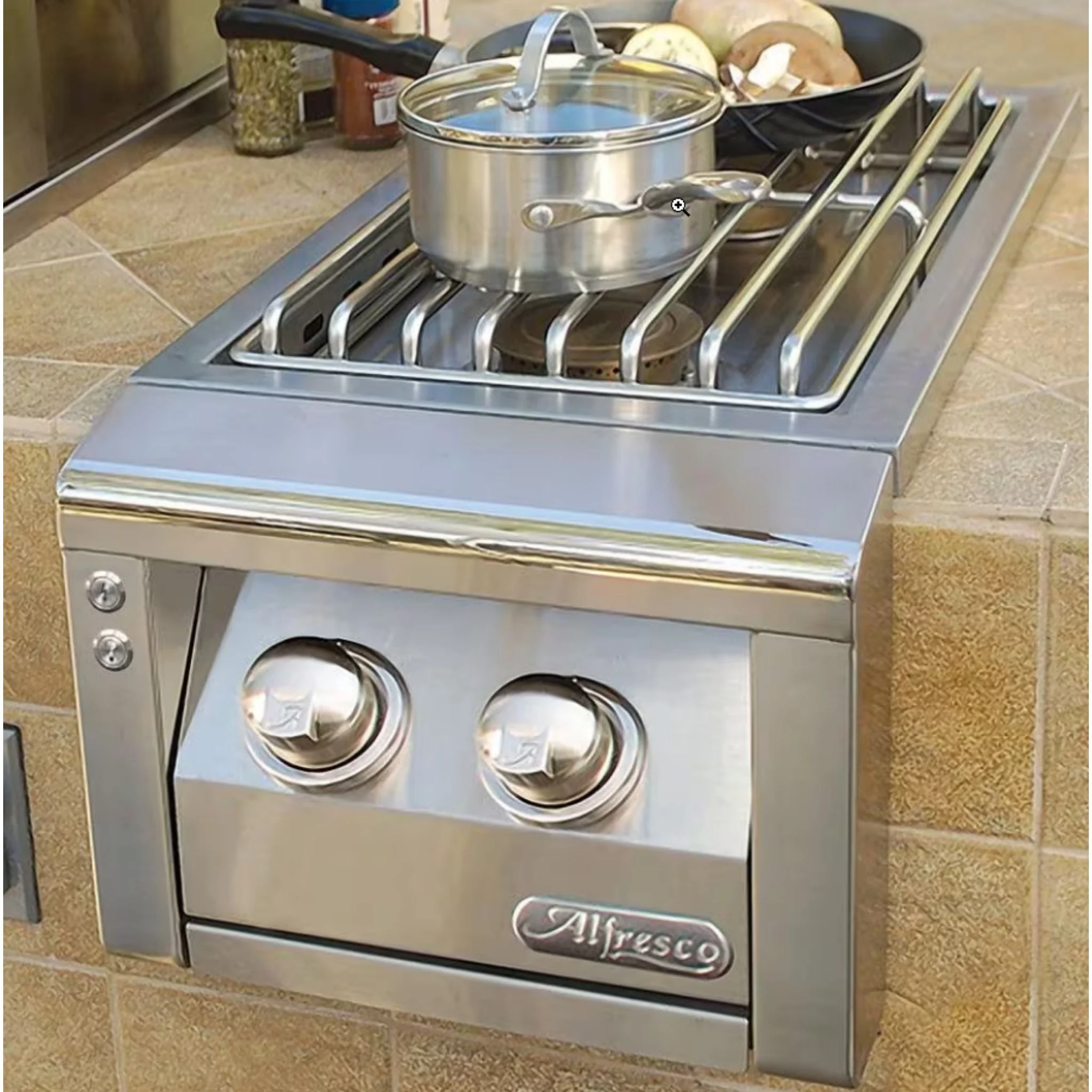 Alfresco 14" Carmine Red Gloss Natural Gas Built-in 2 Burner Unit - Image 2