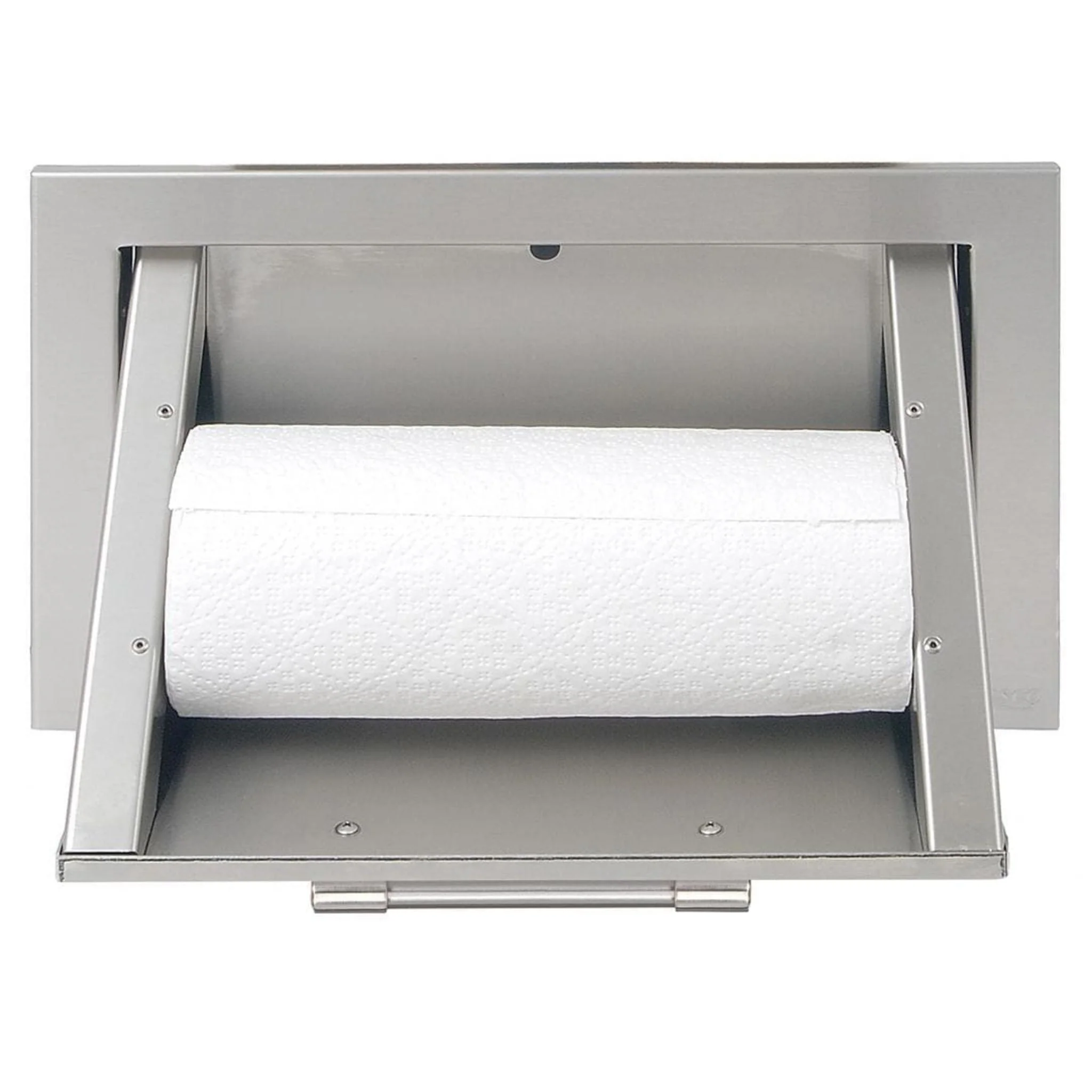 Alfresco 17" Traffic Yellow Gloss Paper Towel Holder with Door Open Right - Image 2
