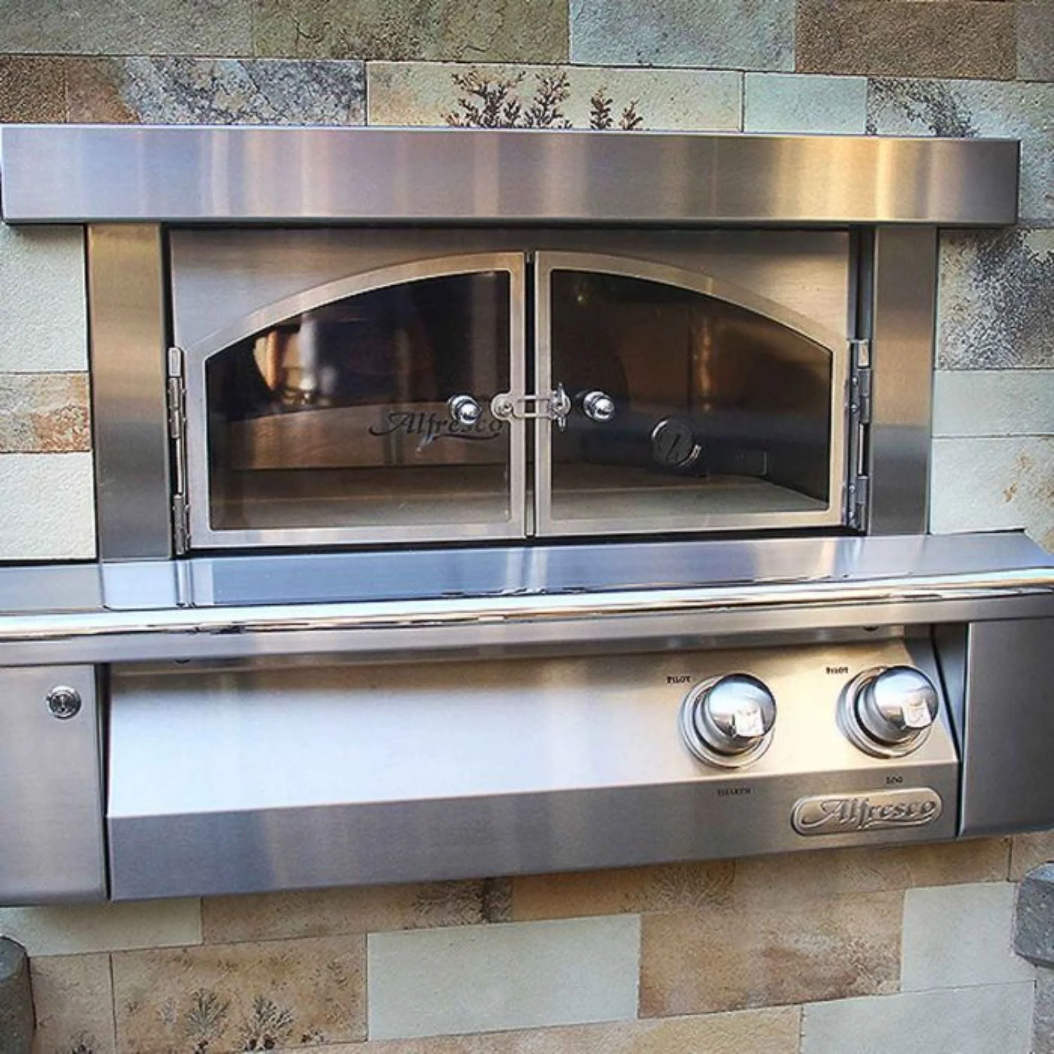 Alfresco 30" Blue Lilac Gloss Liquid Propane Pizza Oven for Built-in Installations