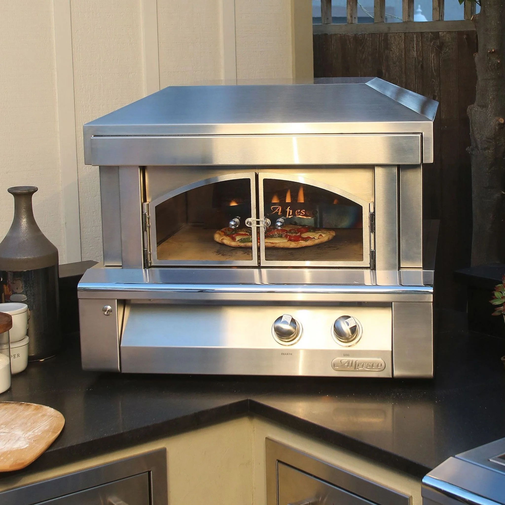 Alfresco 30" Jet Black Gloss Liquid Propane Pizza Oven for Countertop Mounting - Image 2