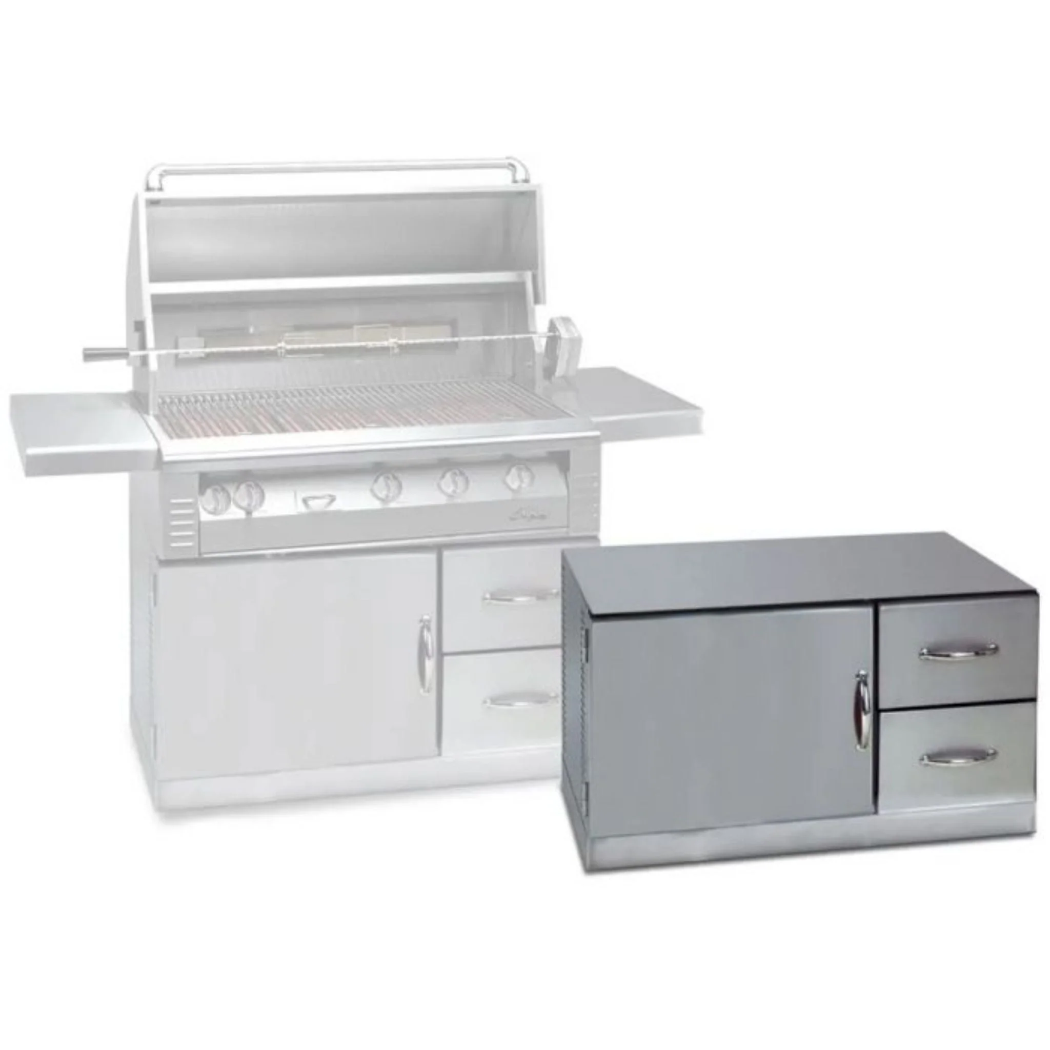 Alfresco 42" Signal Grey Gloss Built-In Under Grill Refrigerator on 42" Cart