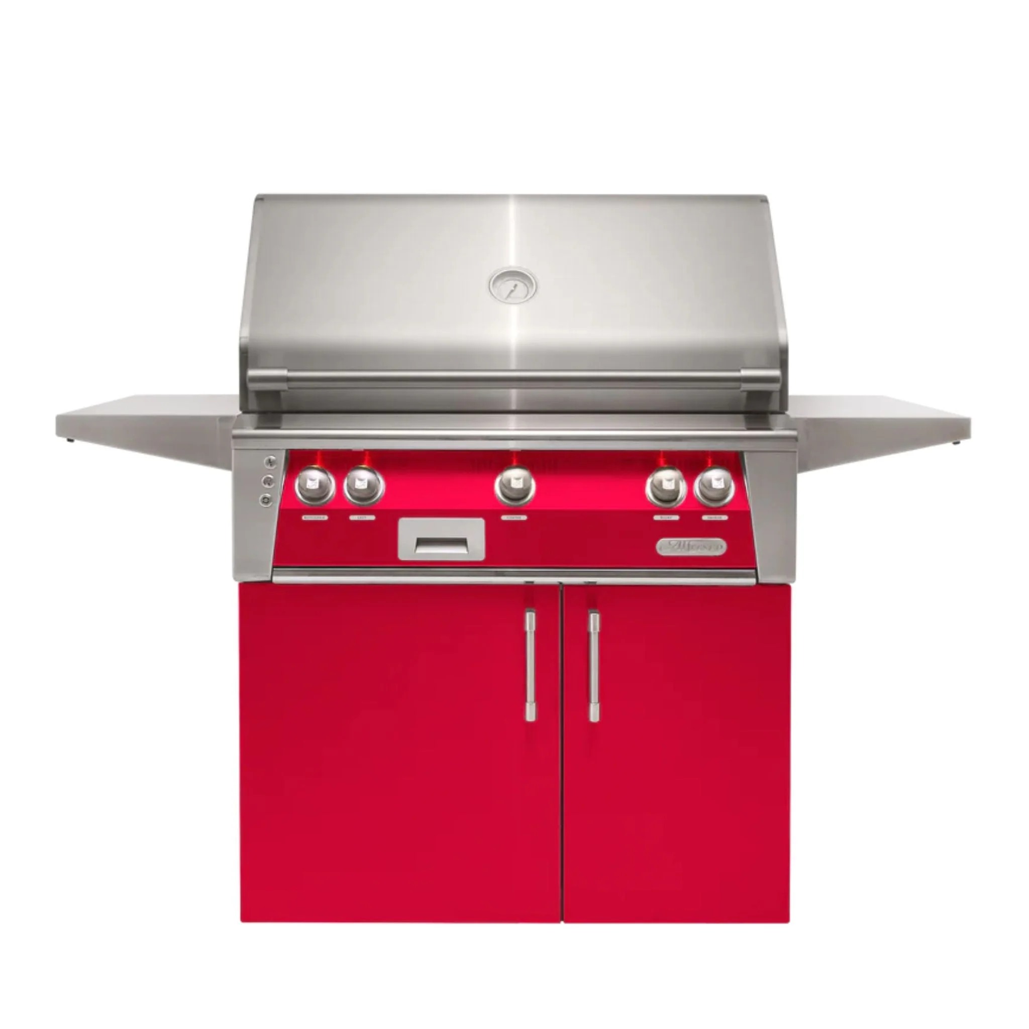 Alfresco Luxury 36" Raspberry Red Gloss Standard Liquid Propane Grill and Cart - 3 Burner
