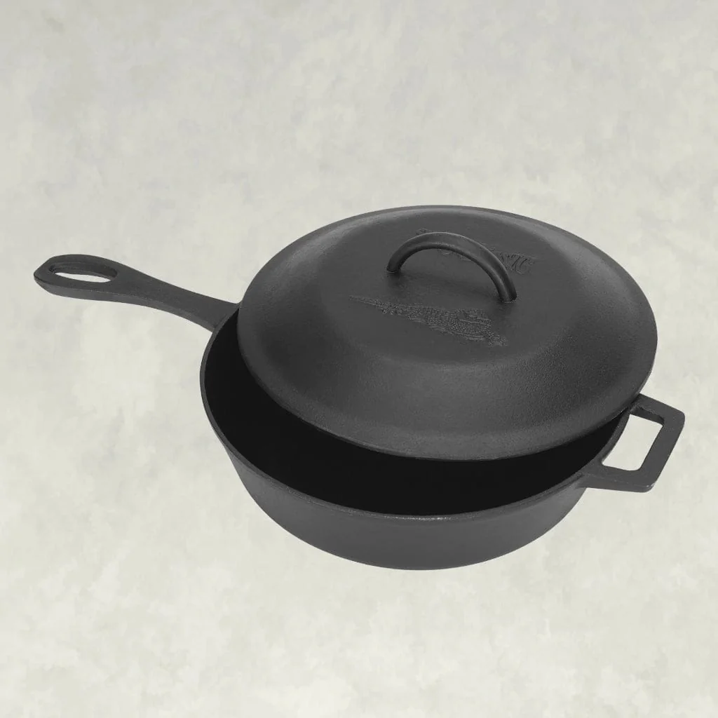 Bayou Classic 3-Quart Cast Iron Covered Skillet w/ Self-Basting Lid - Image 2