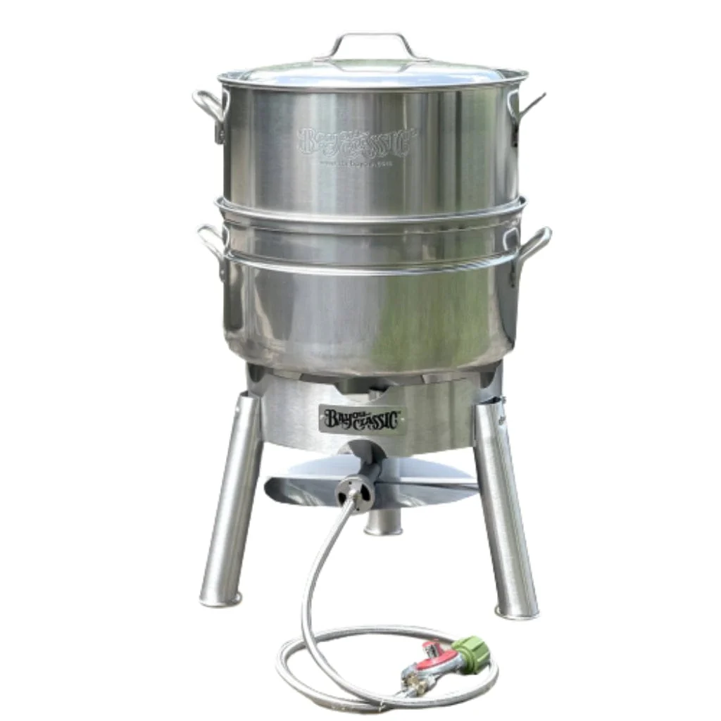 Bayou Classic 4-Gallon Stainless Steel Outdoor Propane Gas Steamer Kit