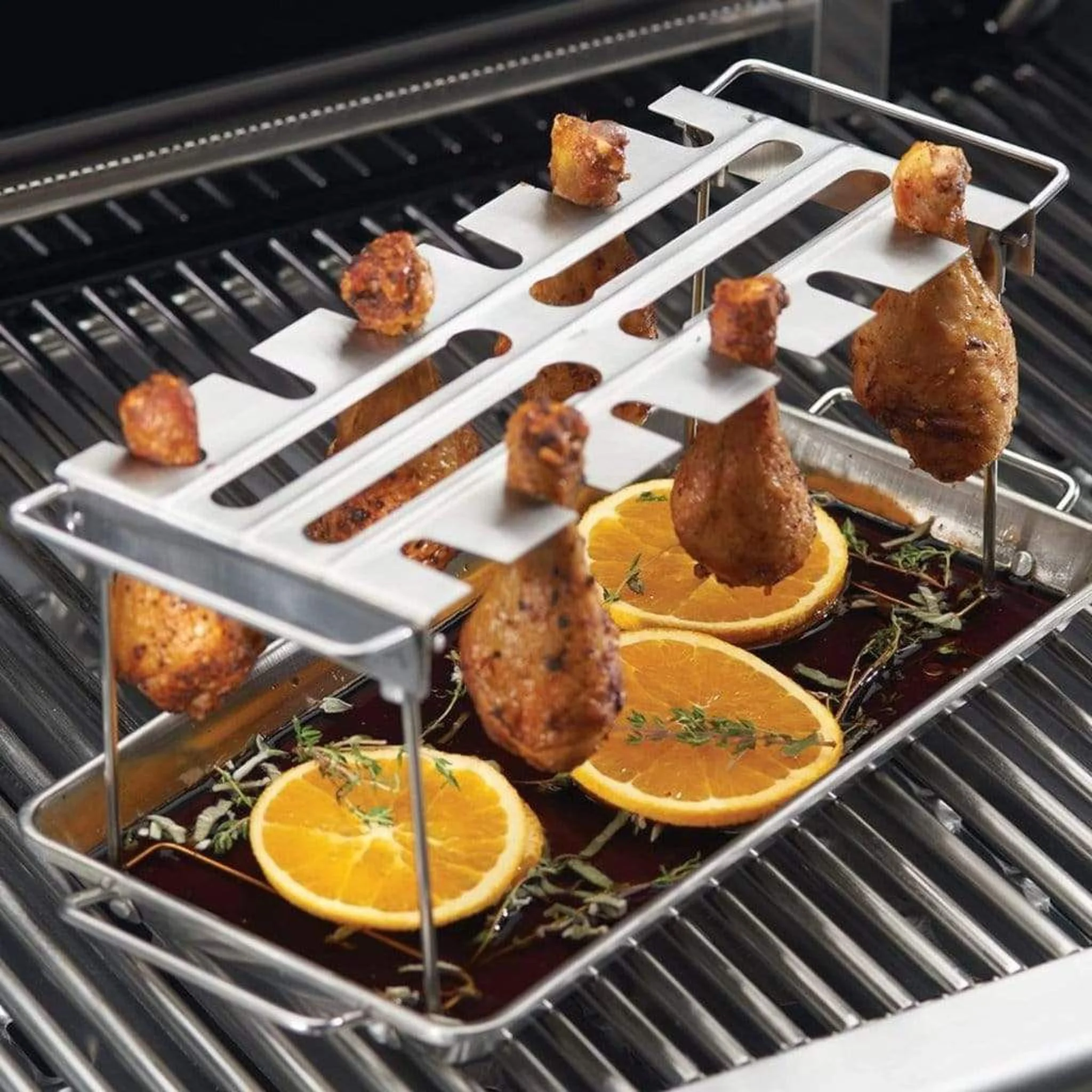 Broil King 16" Stainless Steel Roaster Wing Rack w/ Pan - Image 3