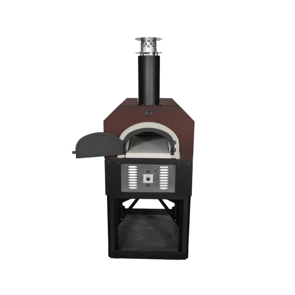 Chicago Brick Oven CBO-750 38" x 28" Hybrid Wood/Propane Gas Pizza Oven With Copper Vein Hood & Black Base Stand (Commercial) - Image 3