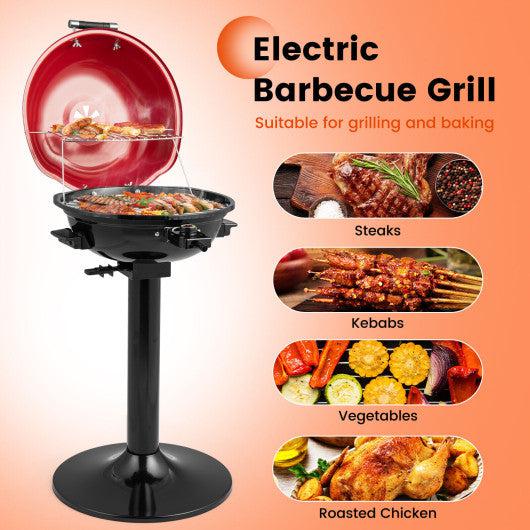 Costway 1600W Red Electric BBQ Grill with Removable Non-Stick Warming Rack - Image 3