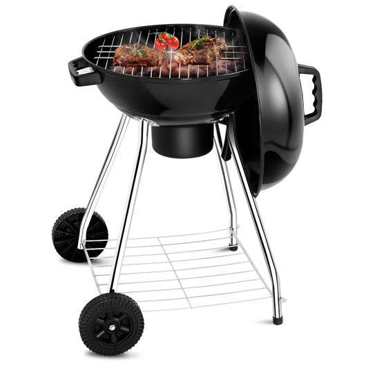Costway 18.5" Outdoor Backyard Cooking Kettle Charcoal Grill with Wheels - Image 2