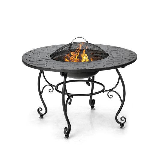 Costway 35.5' Patio Fire Pit Dining Table With Cooking BBQ Grate - Image 3