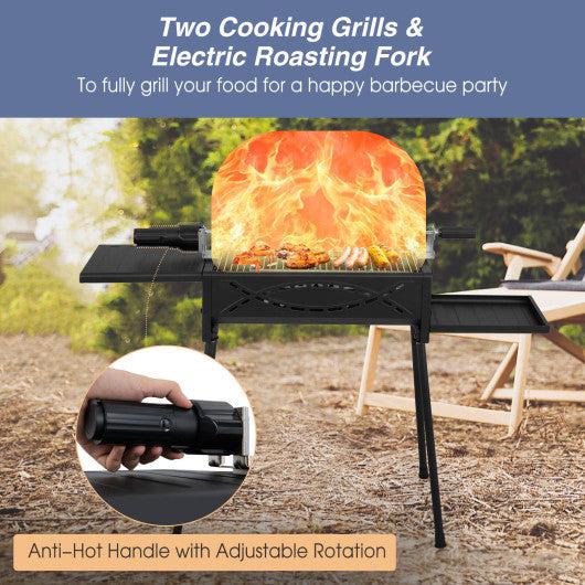 Costway Black Portable Charcoal Grill with Electric Roasting Fork - Image 3