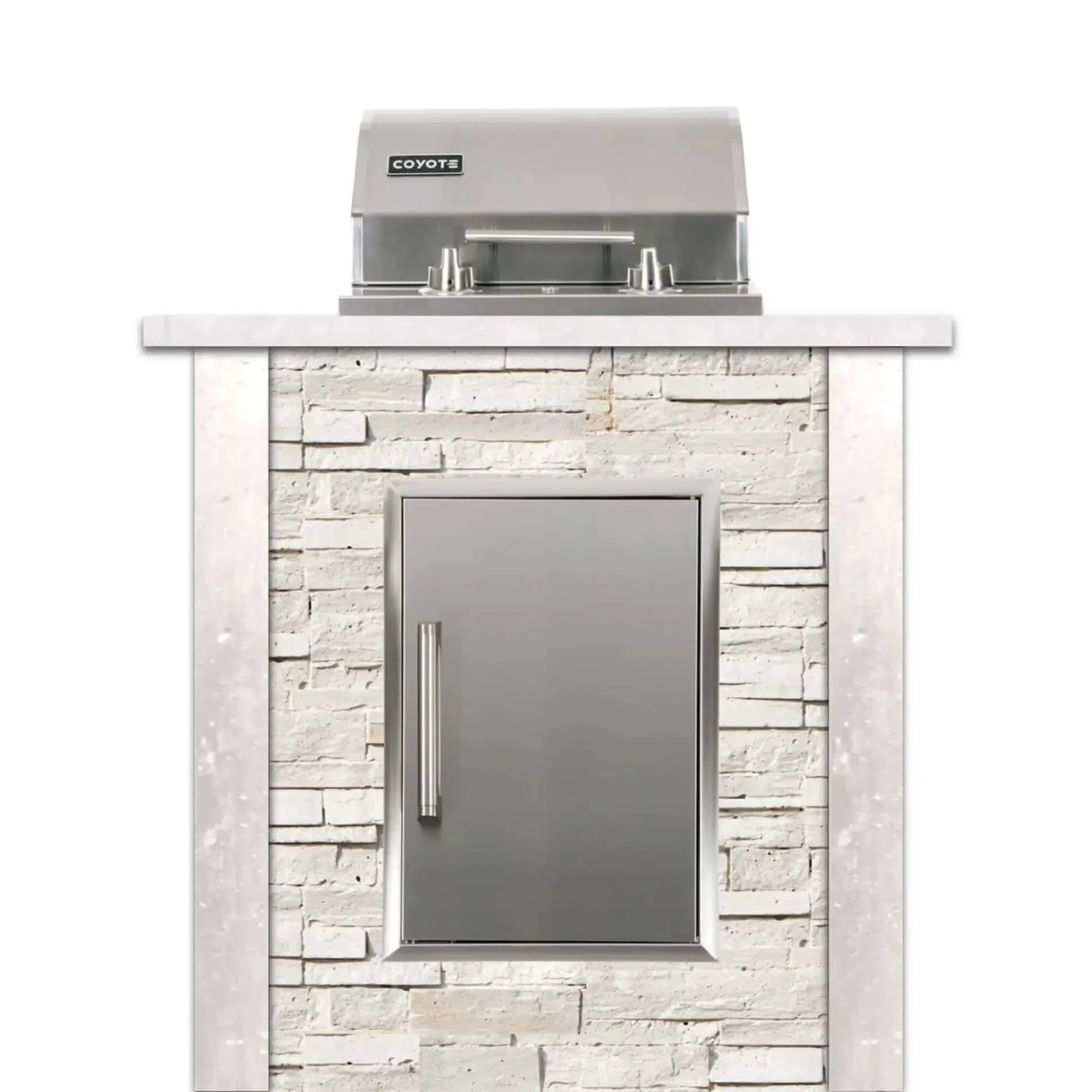 Coyote RTA 3ft White Stacked Stone Electric Grill Island With Storage