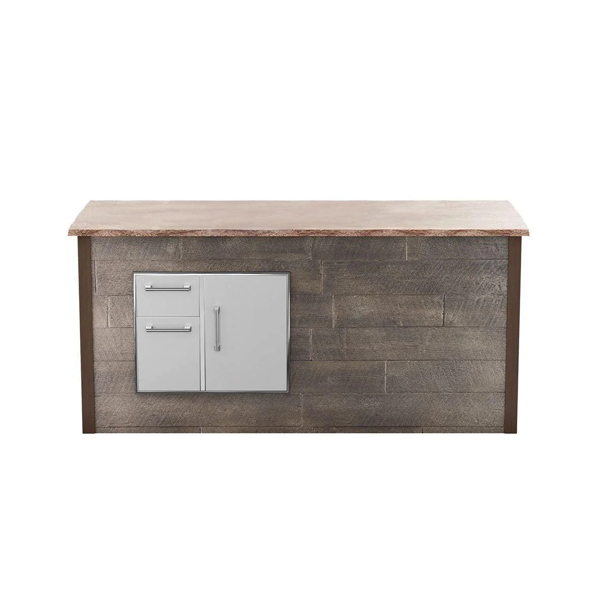 Coyote RTA 8ft Brown Weathered Wood Storage Bar Island on Left
