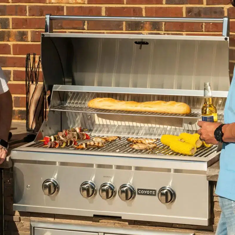 Coyote RTA 8ft Gray Stacked Stone Premium Grill Island With Refrigeration - Image 6