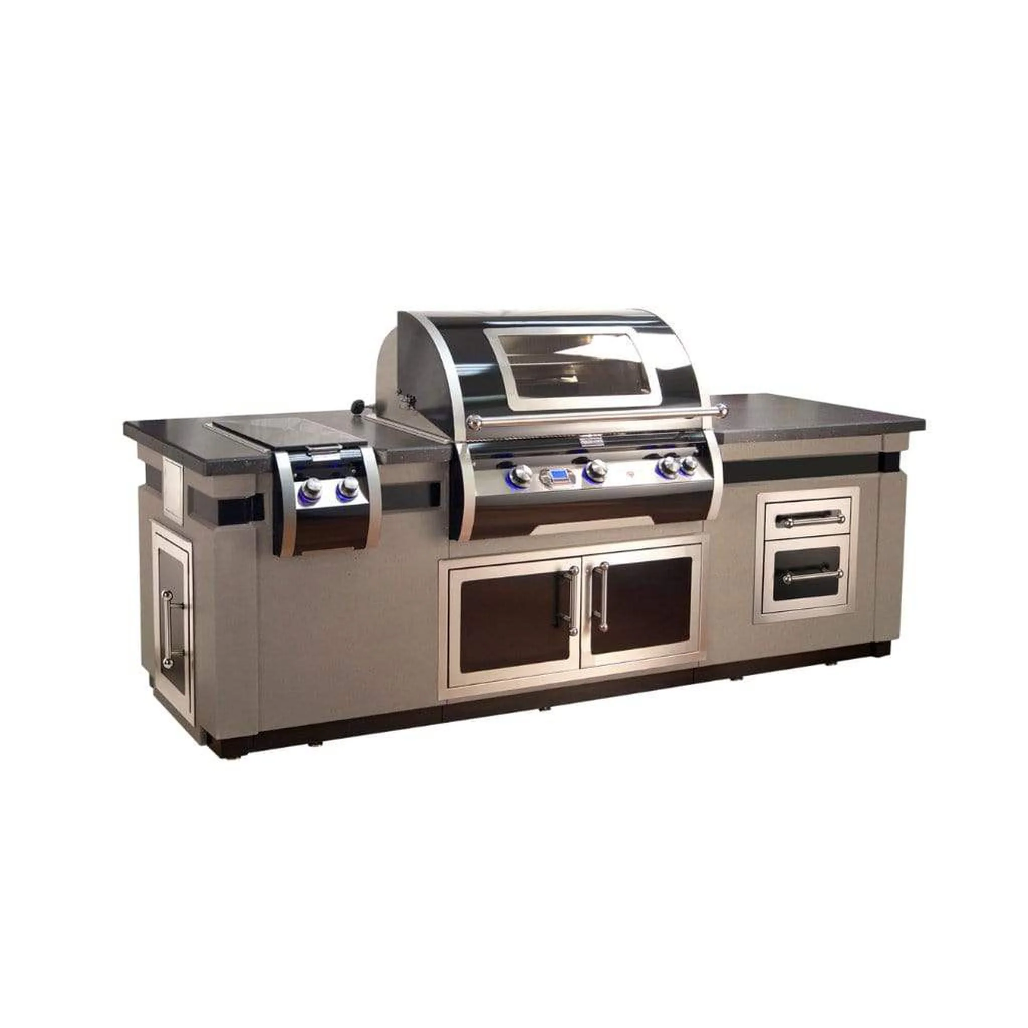 Fire Magic 108" Black Diamond Pre-Fab GFRC Island w/ Polished Black Lava Counter - Image 2