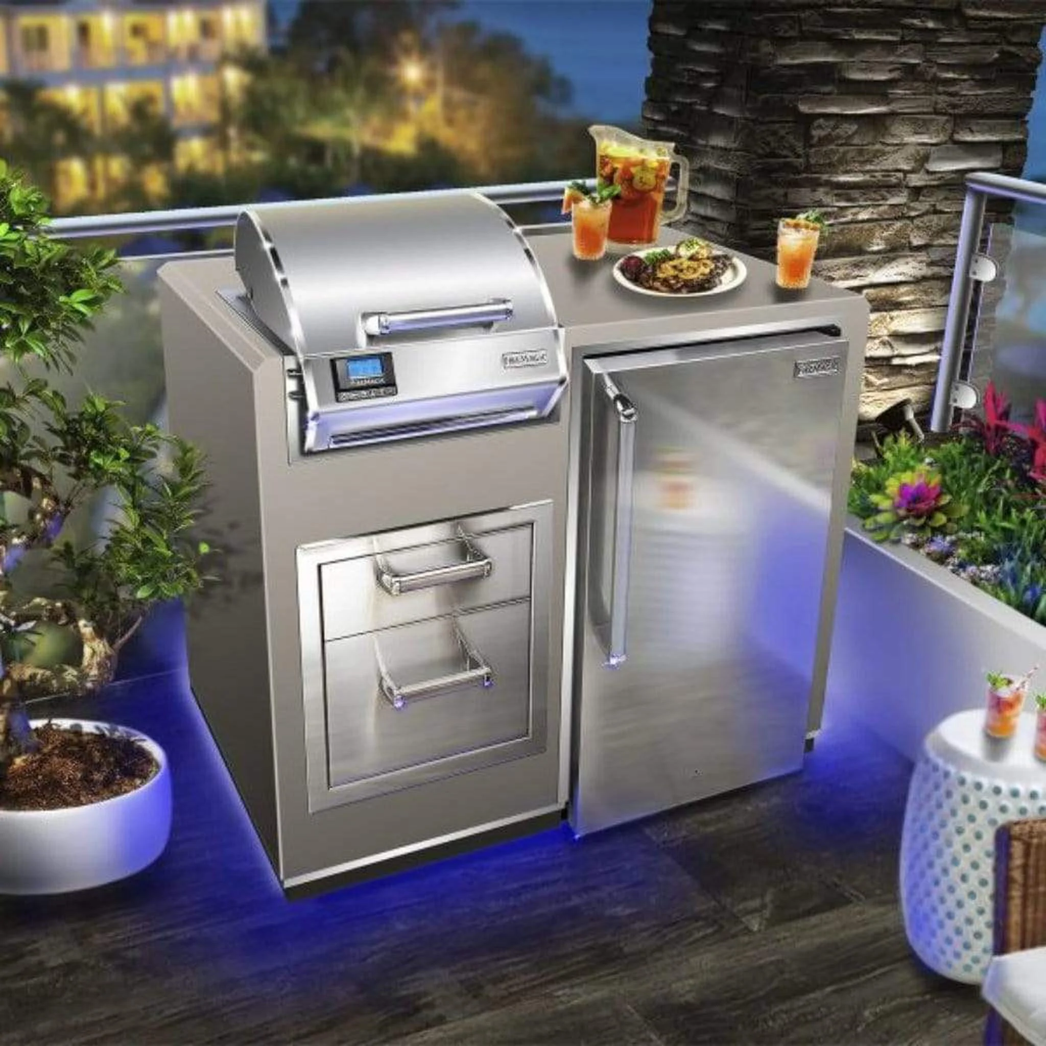 Fire Magic ID251-R-44SM Electric Grill Island Bundle w/ Refrigerator & Double Drawers - Image 2