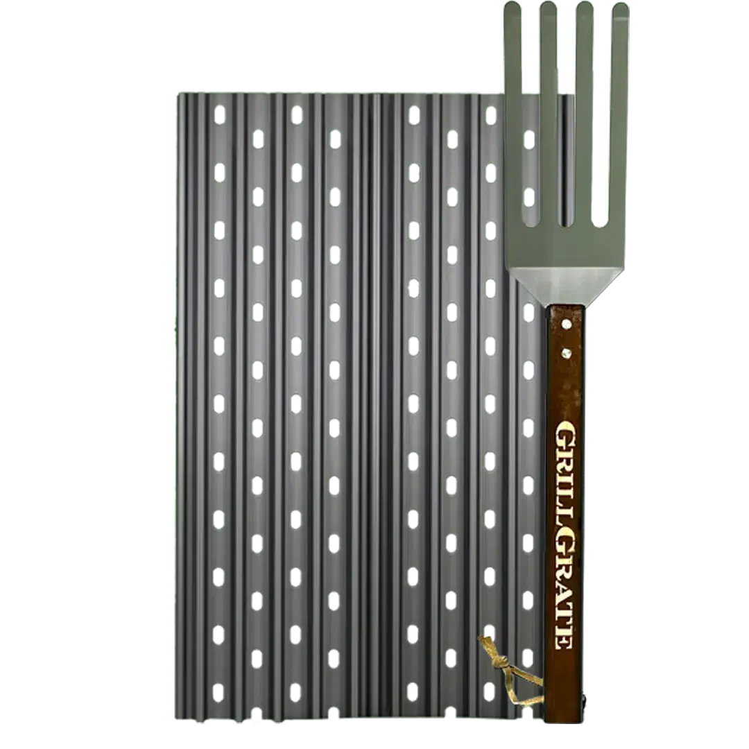GrillGrate 12" Hard Anodized Aluminum 2-Panel Grill Surface Set With Grate Tool