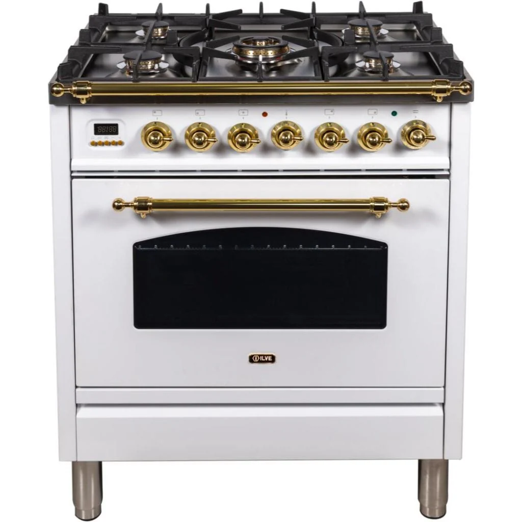 ILVE 30” 5-Burners Nostalgie Series Freestanding Dual Fuel Range with Trim - Image 2