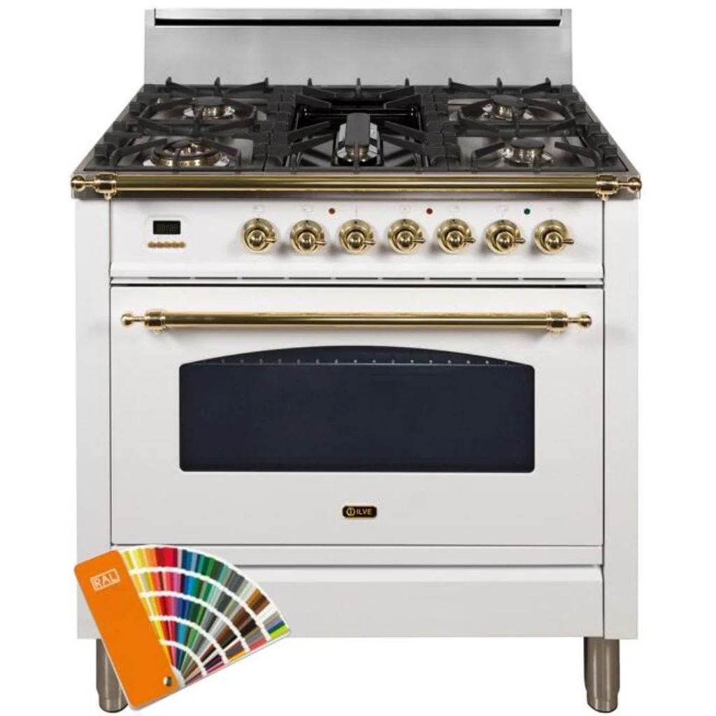 ILVE 36” 5-Burners Nostalgie Series Freestanding Single Oven Gas Range and Griddle with Trim - Image 8