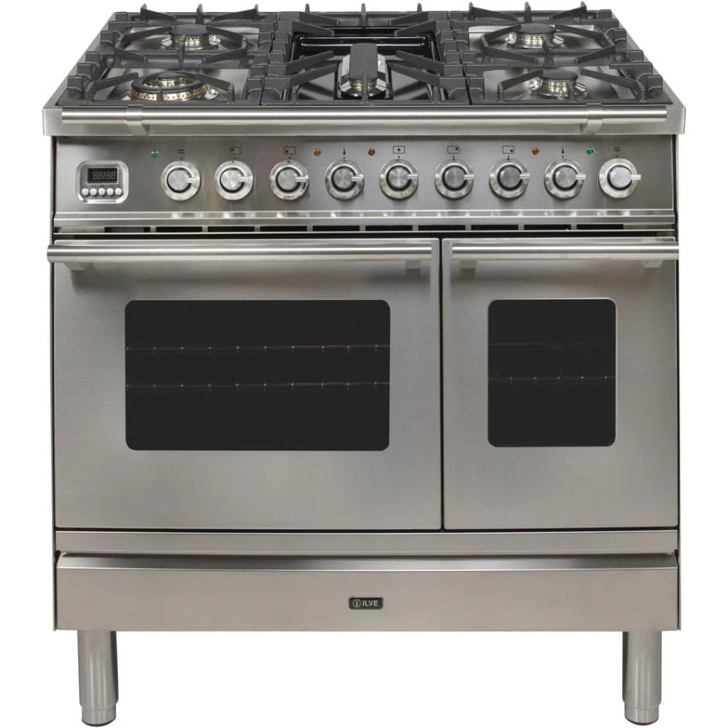 ILVE 36” 5-Burners Professional Plus Series Freestanding Dual Fuel Range with Trim - Image 3