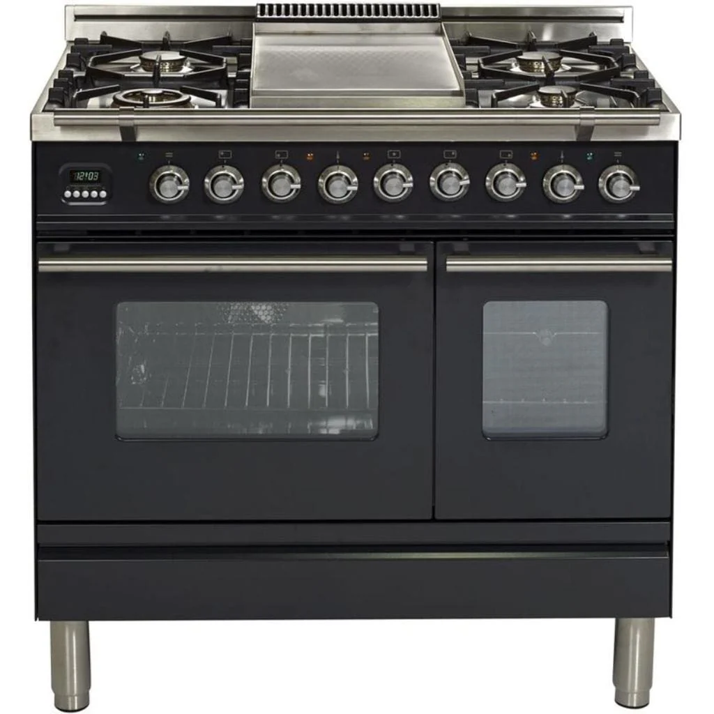 ILVE 36” 5-Burners Professional Plus Series Freestanding Dual Fuel Range with Trim - Image 4