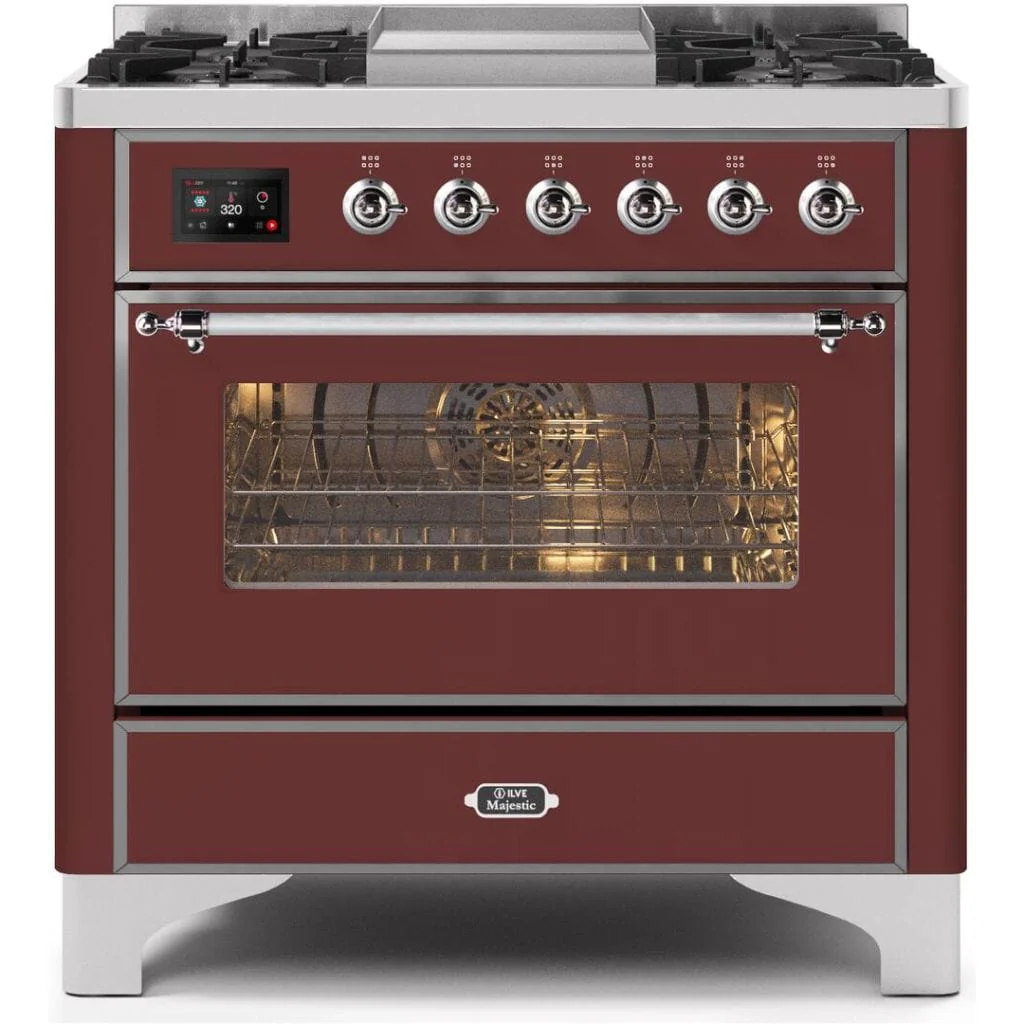 ILVE 36” 6 Sealed Burners Majestic II Series Freestanding Dual Fuel Liquid Propane Range with Griddle - Image 51
