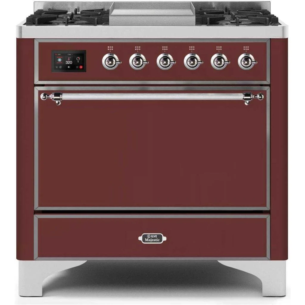 ILVE 36” 6 Sealed Burners Majestic II Series Freestanding Dual Fuel Liquid Propane Range with Griddle - Image 63