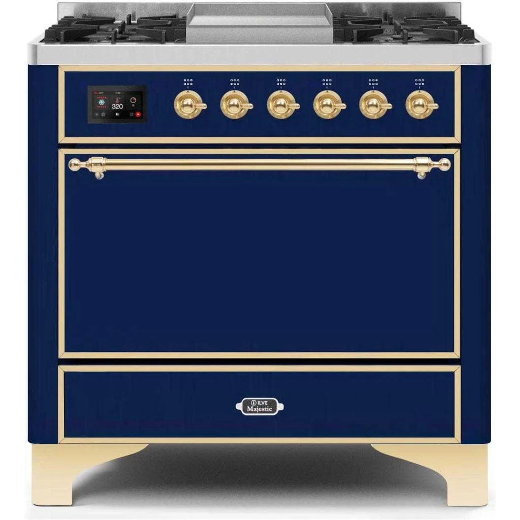 ILVE 36” 6 Sealed Burners Majestic II Series Freestanding Dual Fuel Natural Gas Range with Griddle - Image 13