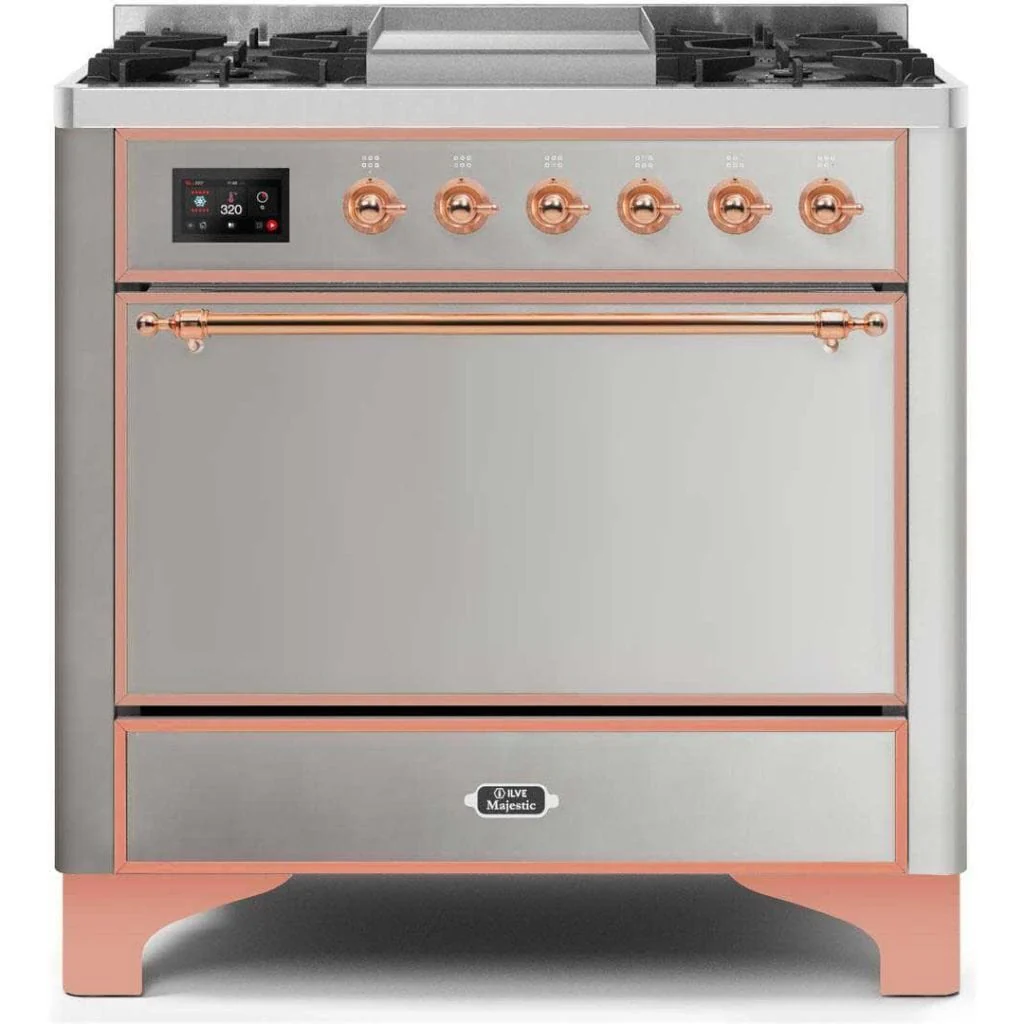 ILVE 36” 6 Sealed Burners Majestic II Series Freestanding Dual Fuel Natural Gas Range with Griddle - Image 34