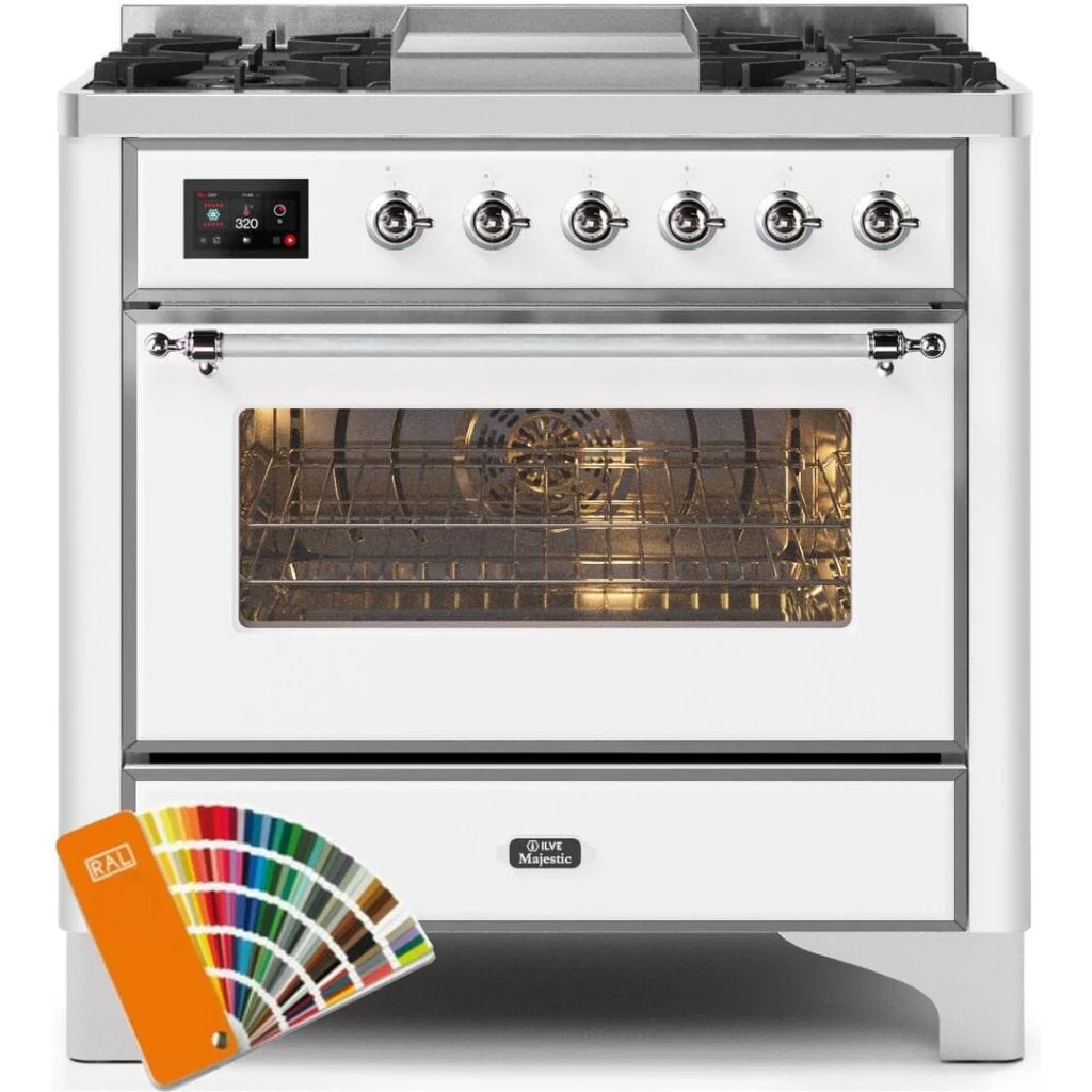 ILVE 36” 6 Sealed Burners Majestic II Series Freestanding Dual Fuel Natural Gas Range with Griddle - Image 48