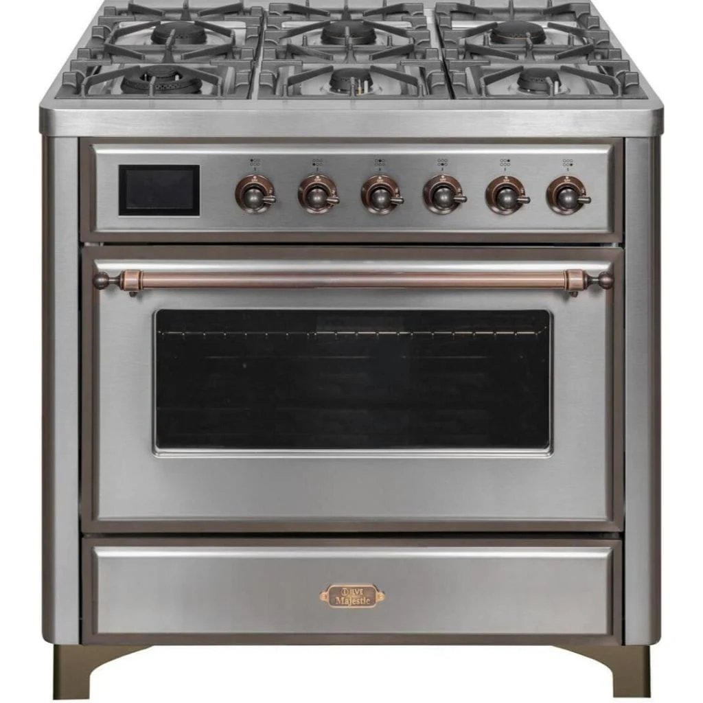 ILVE 36” 6 Sealed Burners Majestic II Series Freestanding Dual Fuel Natural Gas Range with Griddle - Image 65