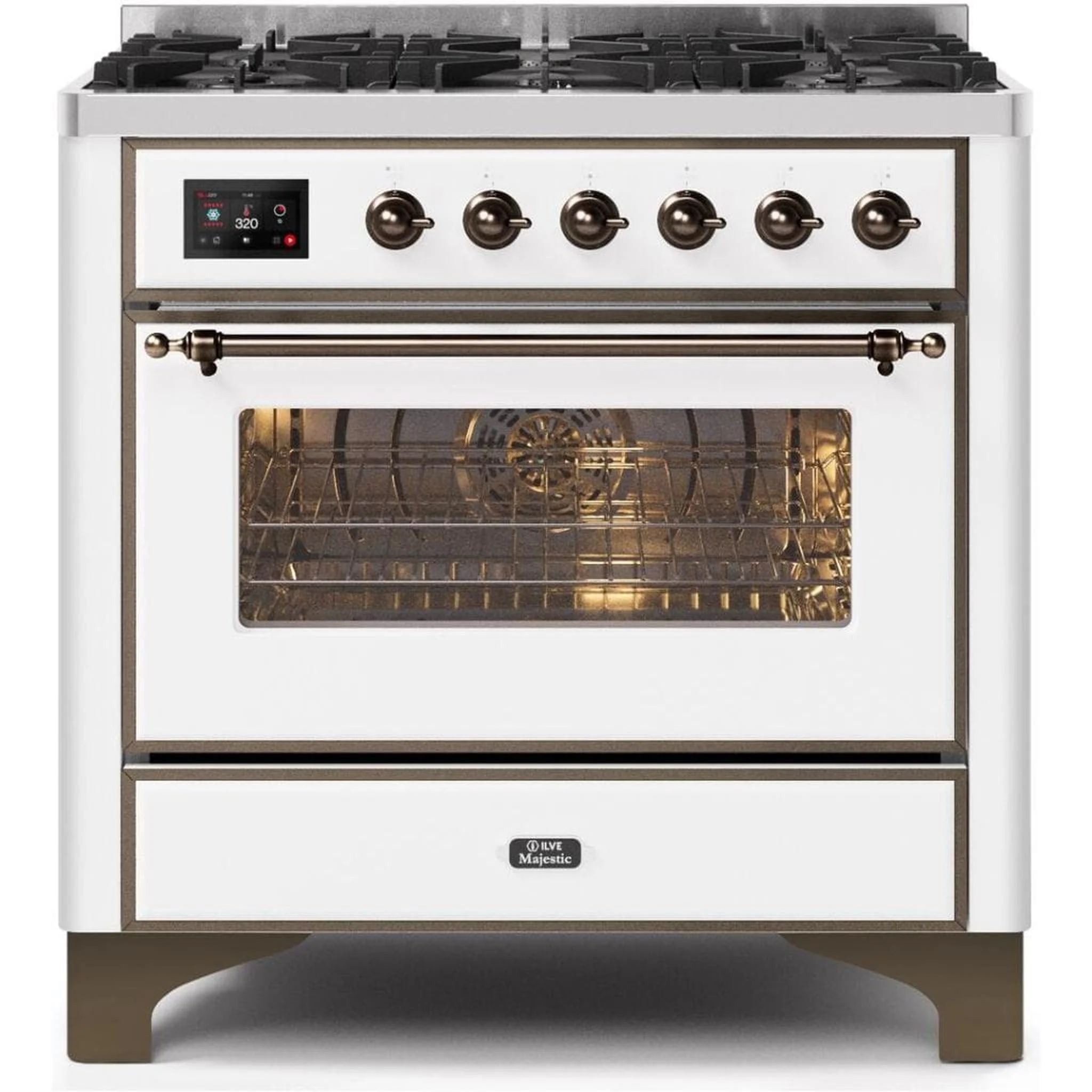 ILVE 36" 6 Sealed Burners Majestic II Series Freestanding Dual Fuel Single Oven Liquid Propane Range - Image 42