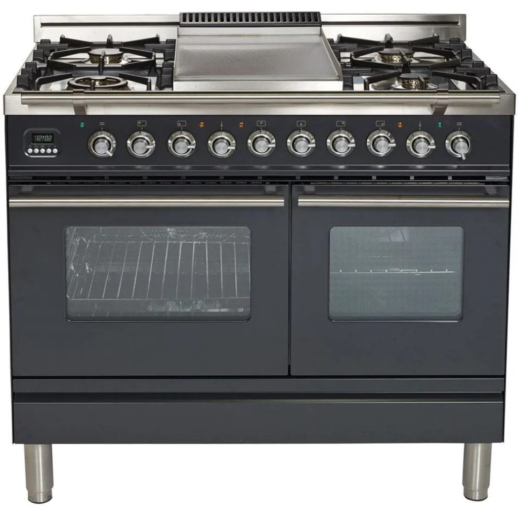 ILVE 40” 5-Burners Professional Plus Series Freestanding Dual Fuel Range with Trim and Griddle - Image 4