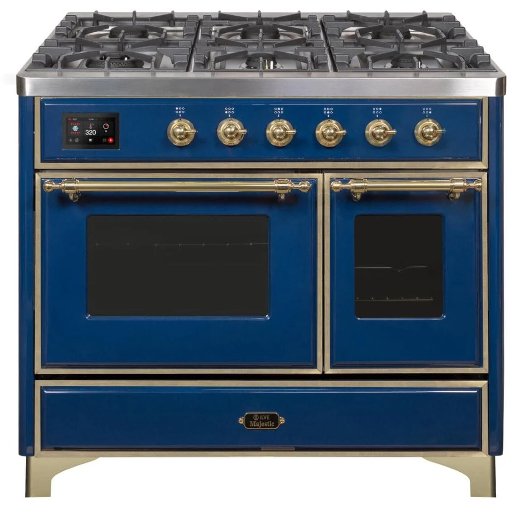 ILVE 40” 6 Sealed Burners Majestic II Series Freestanding Dual Fuel Natural Gas Range with Trim - Image 3