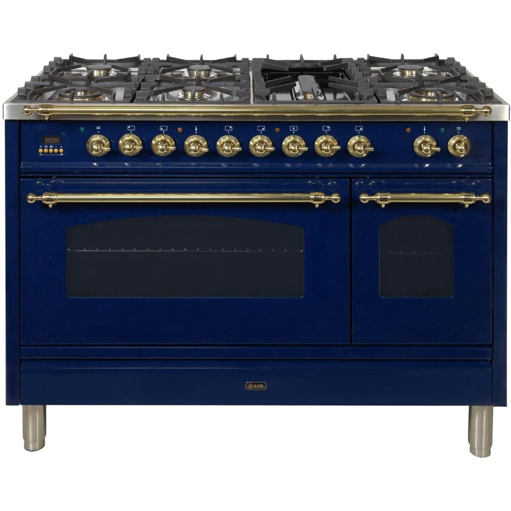 ILVE 48” 7-Burners Nostalgie Series Freestanding Dual Fuel Range with Trim - Image 3