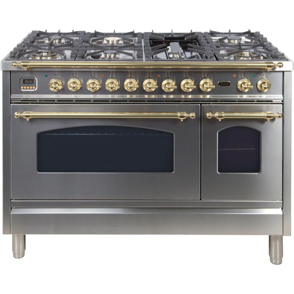 ILVE 48” 7-Burners Nostalgie Series Freestanding Dual Fuel Range with Trim - Image 4