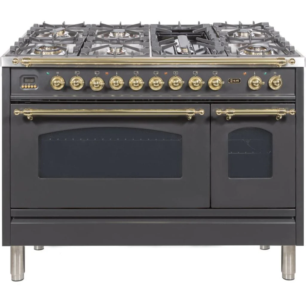 ILVE 48” 7-Burners Nostalgie Series Freestanding Dual Fuel Range with Trim - Image 7
