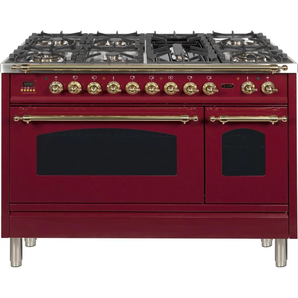 ILVE 48” 7-Burners Nostalgie Series Freestanding Dual Fuel Range with Trim - Image 8