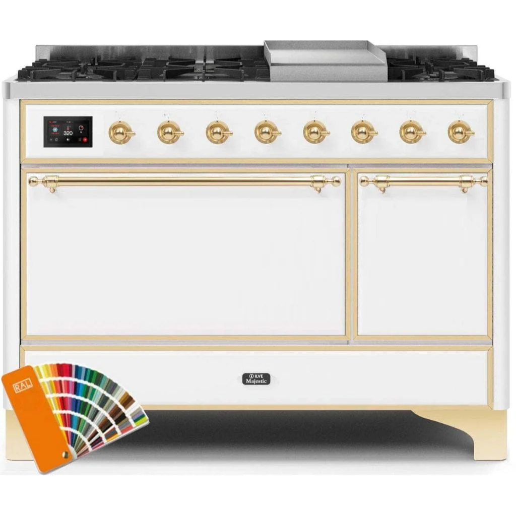 ILVE 48” 8 Sealed Burners Majestic II Series Freestanding Dual Fuel Liquid Propane Range with Trim - Image 20