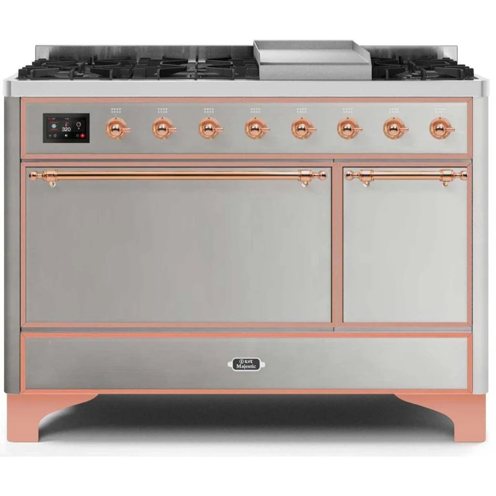 ILVE 48” 8 Sealed Burners Majestic II Series Freestanding Dual Fuel Liquid Propane Range with Trim - Image 35