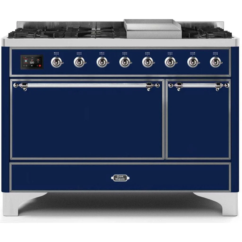 ILVE 48” 8 Sealed Burners Majestic II Series Freestanding Dual Fuel Natural Gas Range with Trim - Image 55