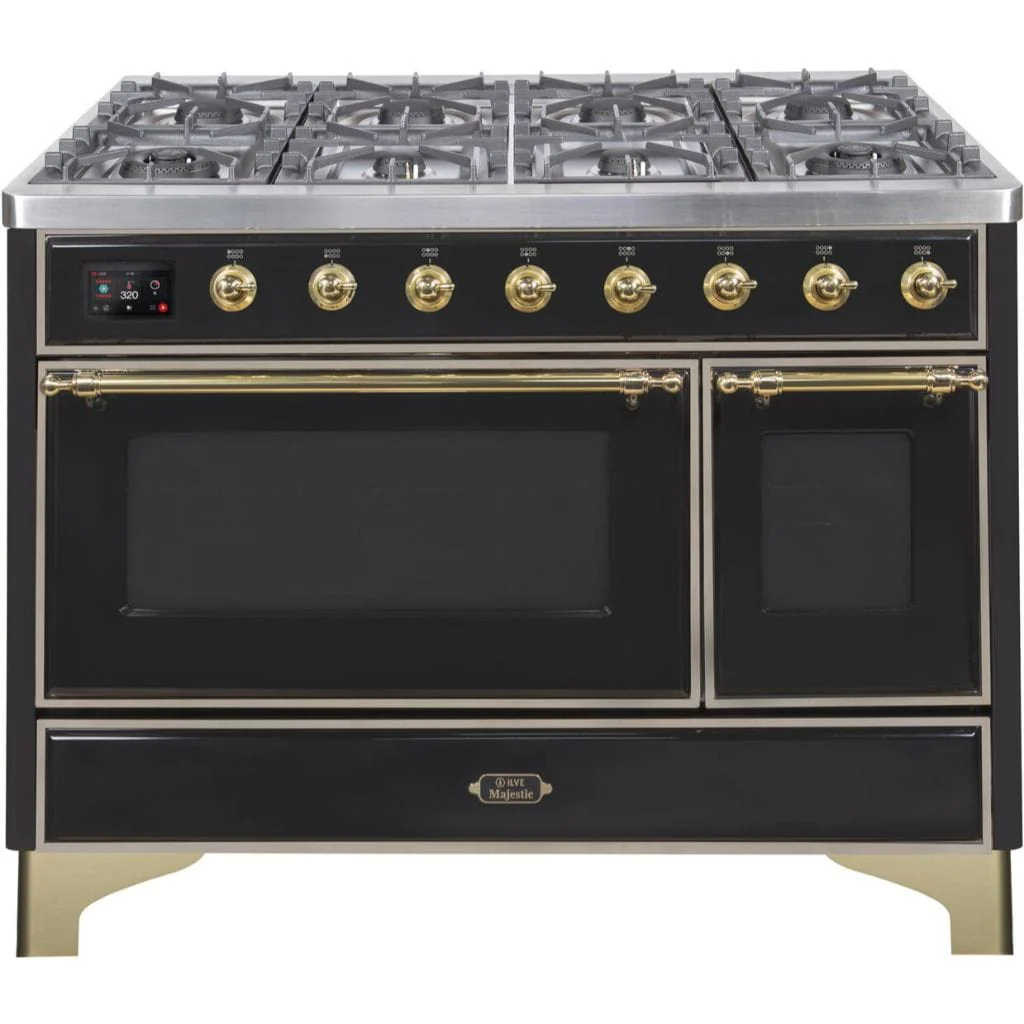 ILVE 48” 8 Sealed Burners Majestic II Series Freestanding Dual Fuel Natural Gas Range with Trim - Image 6