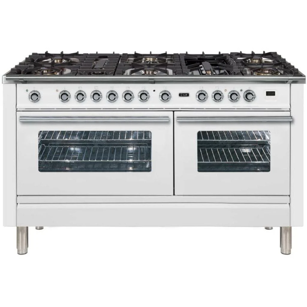 ILVE 60” 8-Burners Professional Plus Series Freestanding Dual Fuel Range with Trim - Image 3
