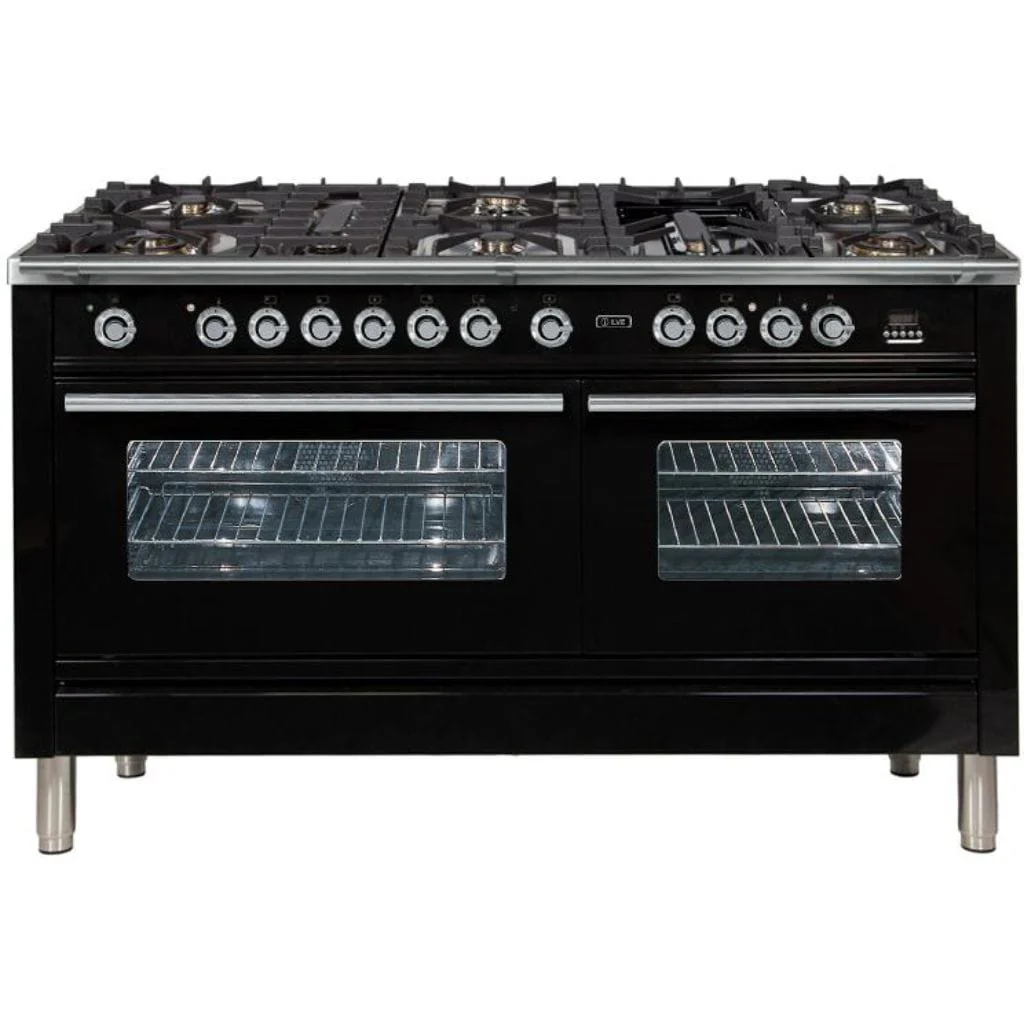 ILVE 60” 8-Burners Professional Plus Series Freestanding Dual Fuel Range with Trim - Image 4