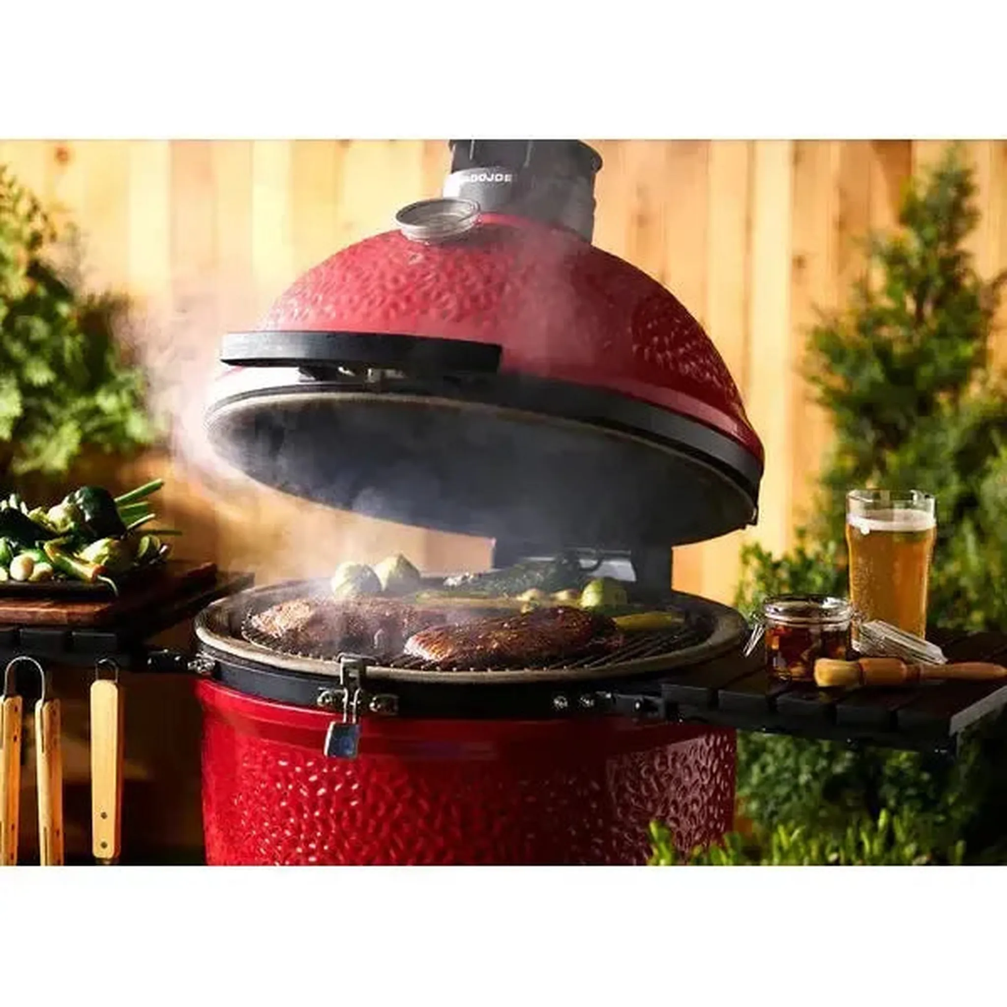 Kamado Joe Classic Joe Series II 18" Red Ceramic Kamado Charcoal Grill With Cart - Image 8