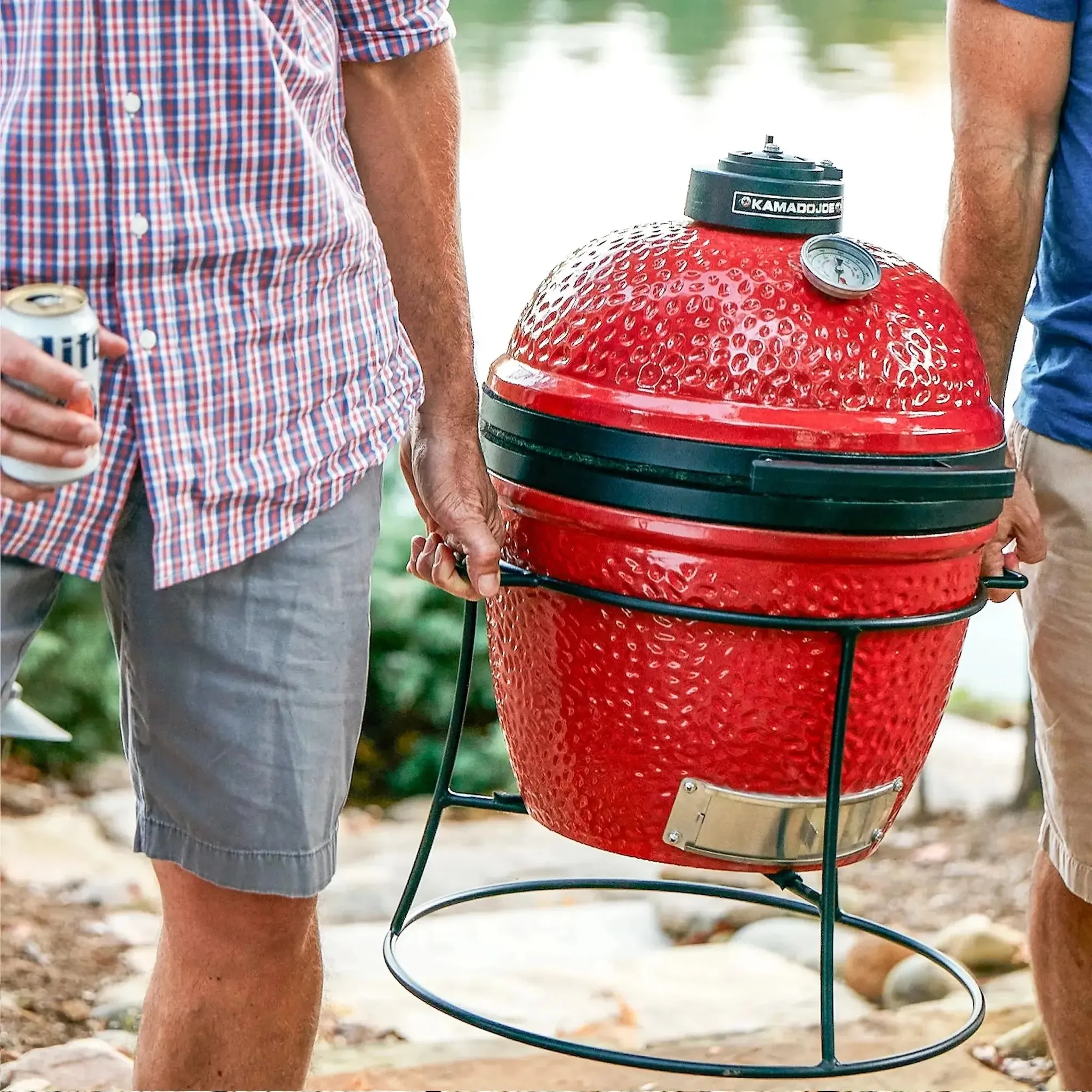 Kamado Joe Joe Jr. 13" Red Ceramic Charcoal Grill On Stand - Image 7