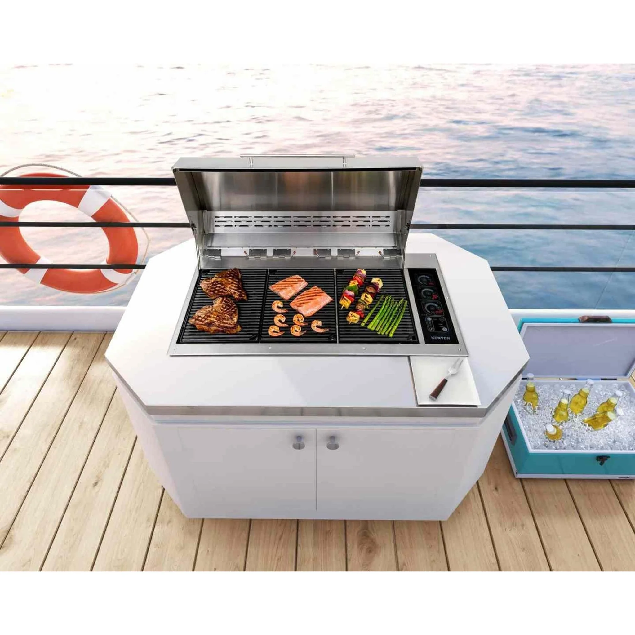 Kenyon Big American 41" 240V 3-Burner Two-Lid Built-In Electric Grill With IntelliKEN Touch Control And Mounting Holes - Image 13