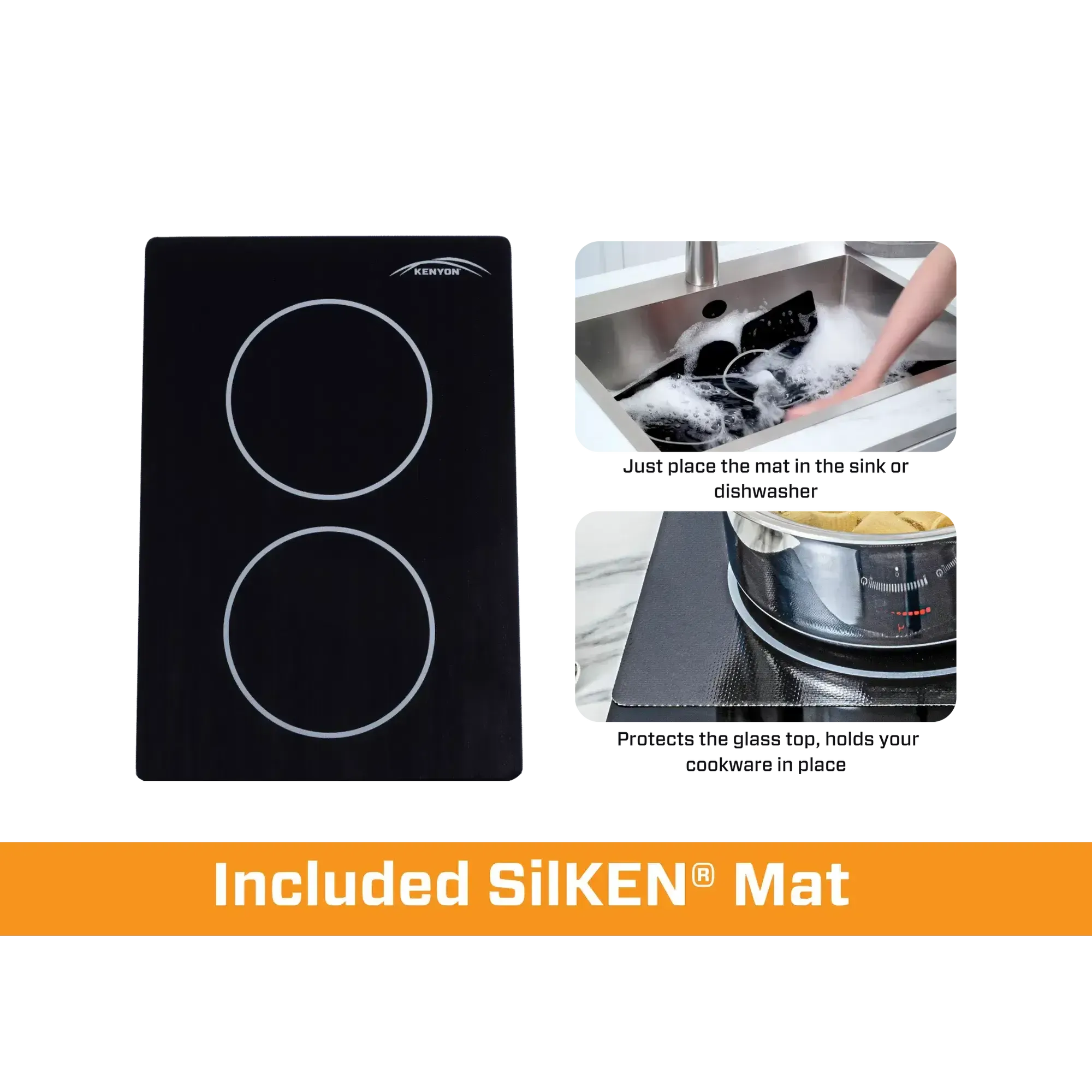 Kenyon Bridge Induction 21" 2-Burner Black 120V Portrait-Mount Electric Cooktop With SilKEN Mat - Image 4