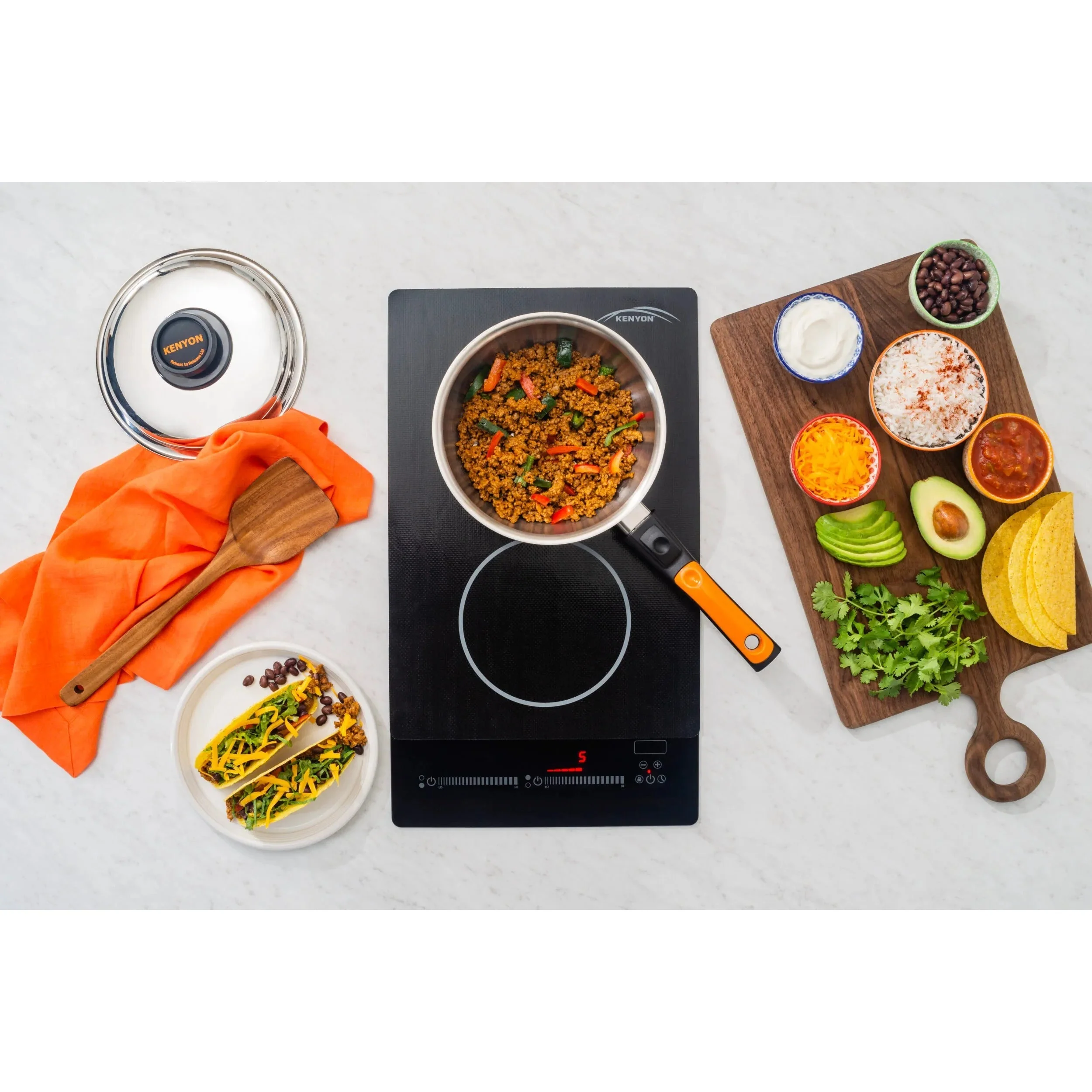 Kenyon Bridge Induction 21" 2-Burner Black 120V Portrait-Mount Electric Cooktop With SilKEN Mat - Image 5