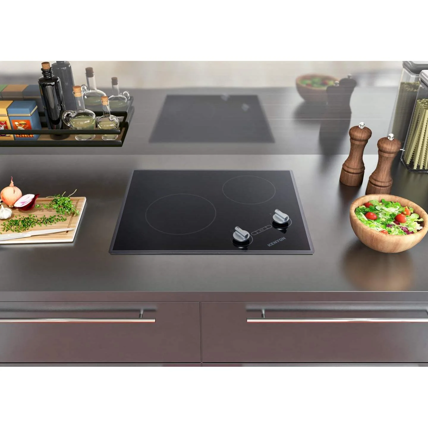 Kenyon Glacier 21" 2-Burner Black 240V Electric Cooktop With Knob Control - Image 6