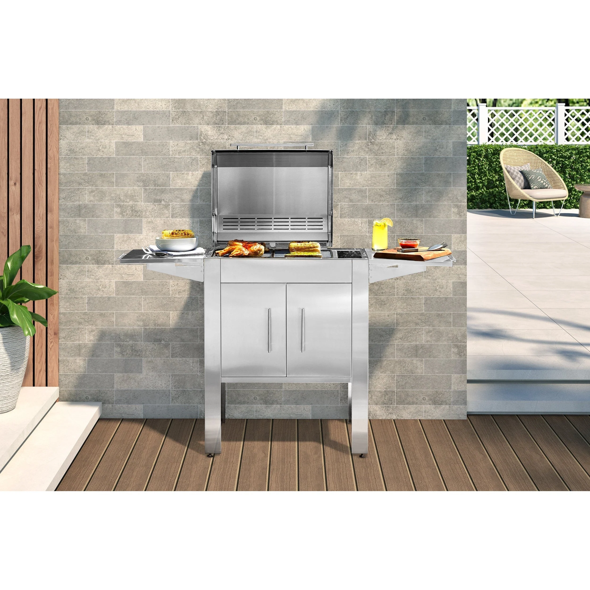 Kenyon Texan 2-Burner 240V Single-Lid Touch Control Electric Grill With Stand